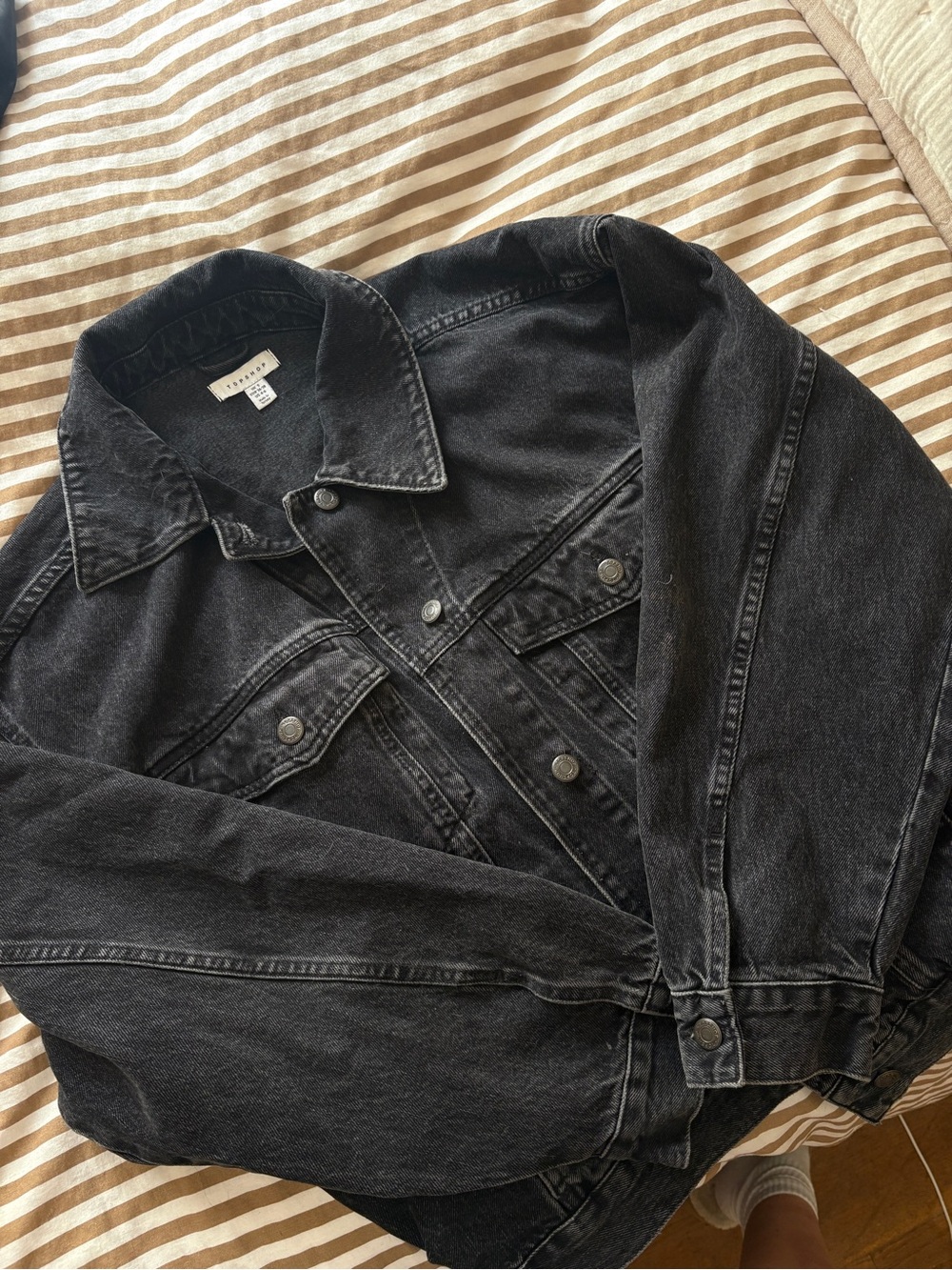 Topshop Washed Black Denim Jacket